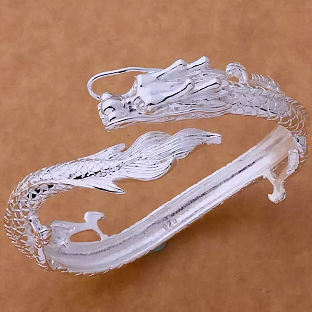 Sterling Silver Dragon Bangle Bracelet